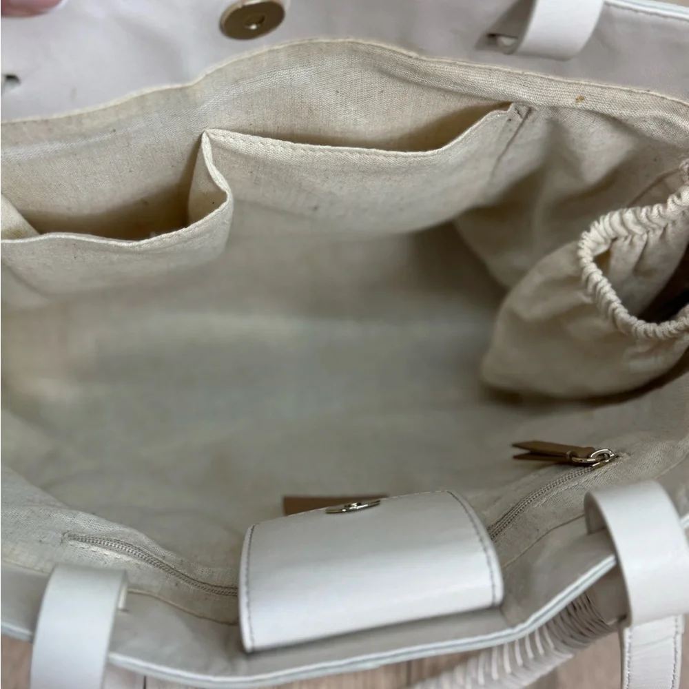 Vince Camuto Leather Creamy White Slone Tote Bag Purse